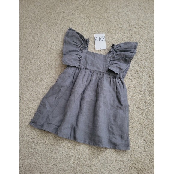 Zara Other - Zara LINEN DRESS WITH FLOUNCES Size 18-24